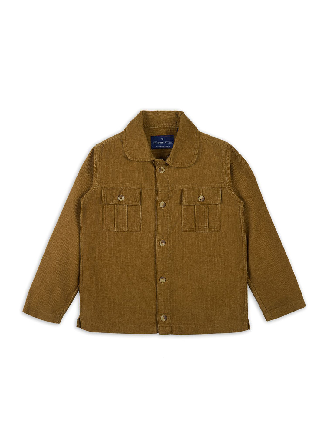 Infinity Boys Textured Peter Pan Collar Cotton Oversized Shirt