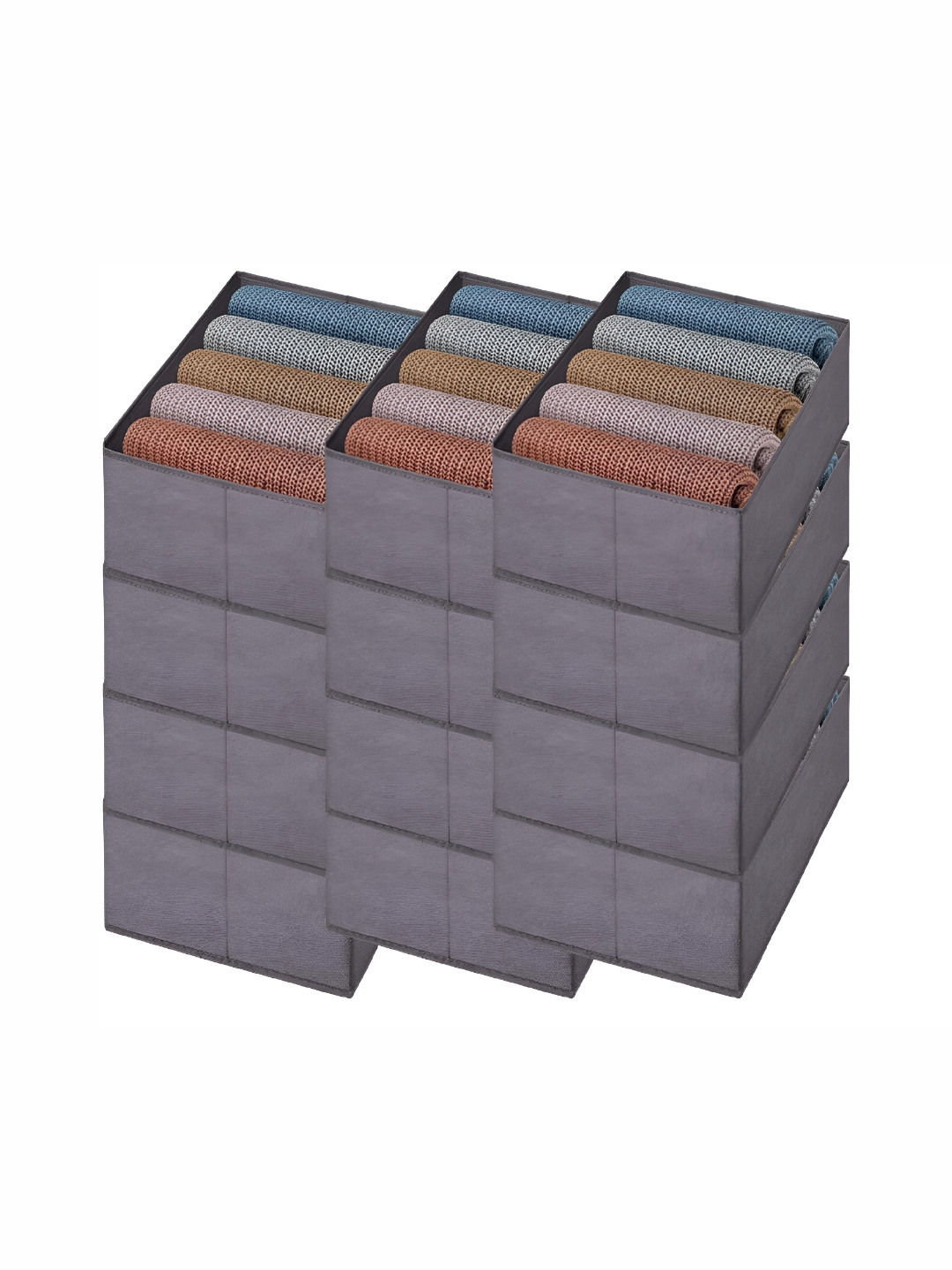 JD FRESH Grey 12 Pieces 5 Slot Drawer Organisers