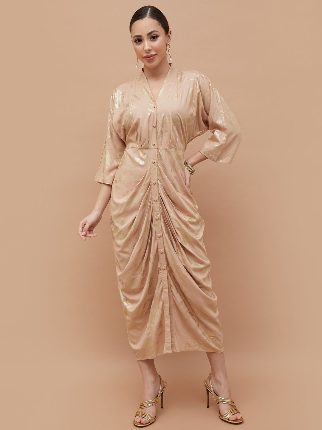 Melange by Lifestyle Self Design Draped Sheath Midi Dress