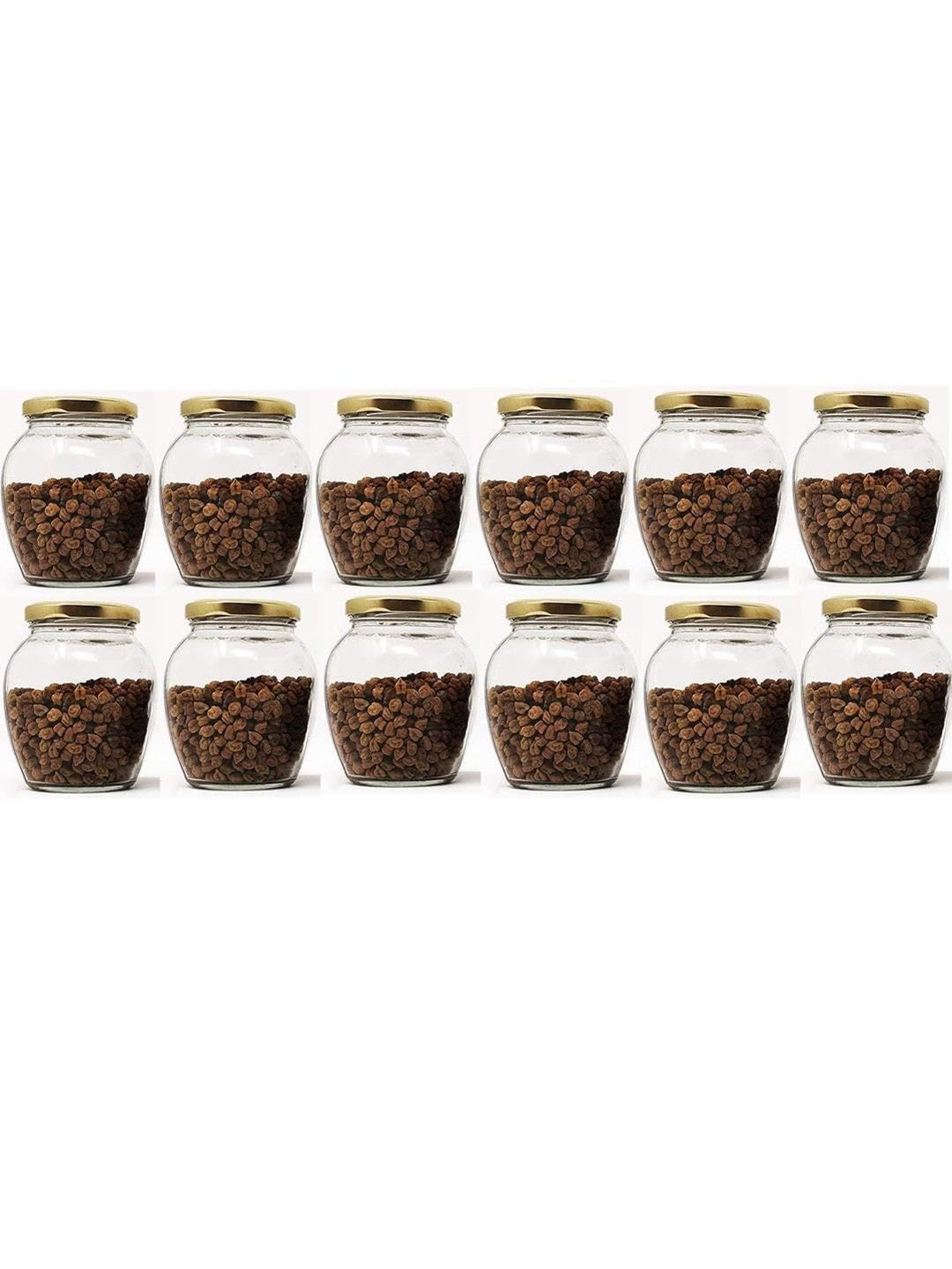 1ST TIME Transparent 12 Pieces Round Shape Dishwasher Safe Jars - 350 ml