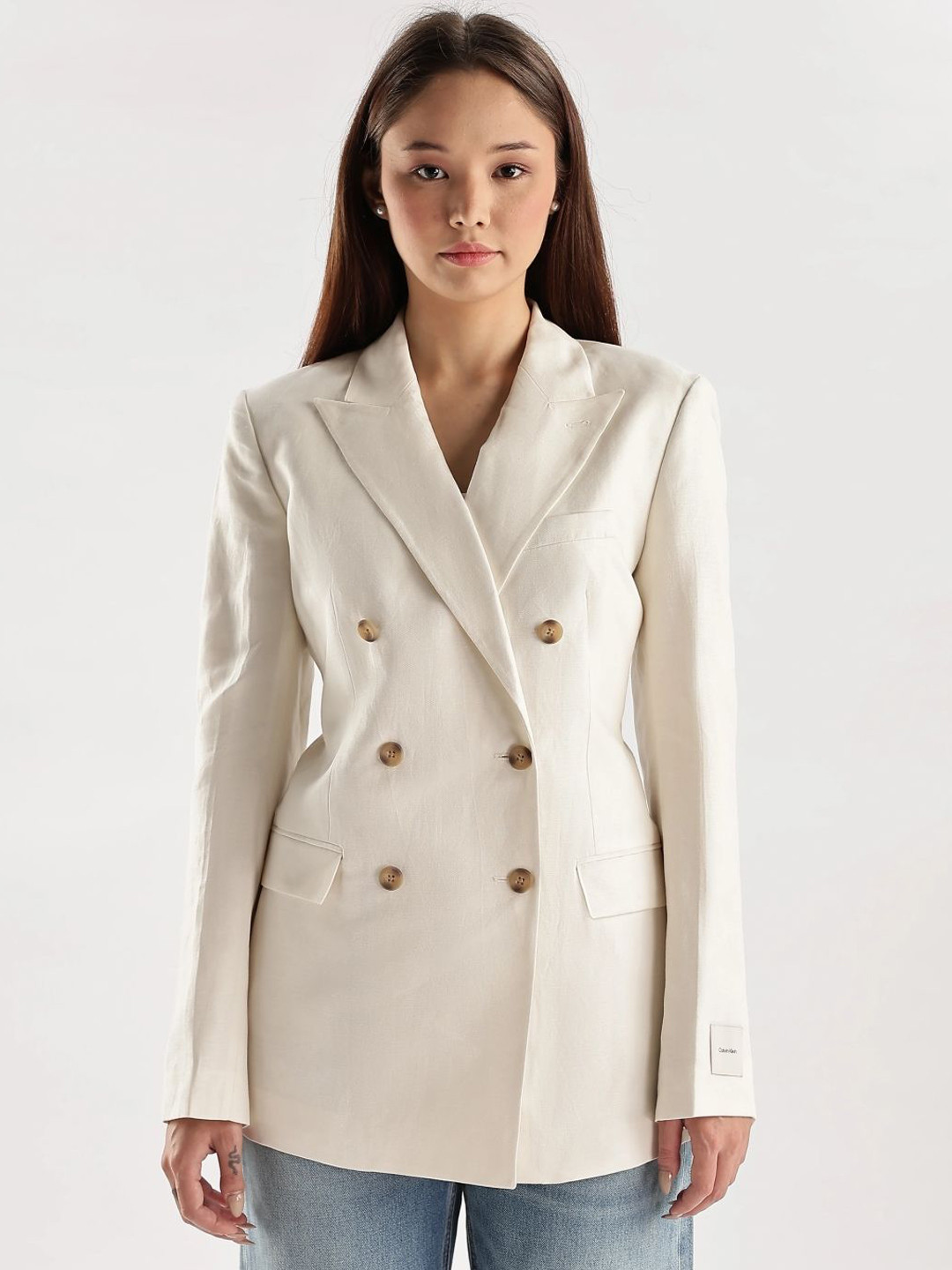 Calvin Klein Jeans Peaked Lapel Double-Breasted Blazer