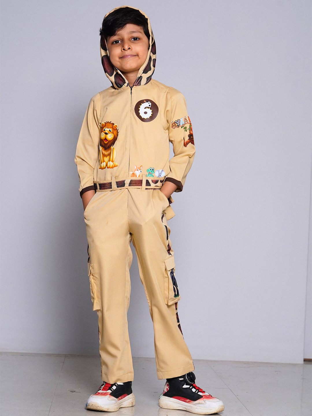 BAYA COUTURE Boys Printed Round Neck Basic Jumpsuit