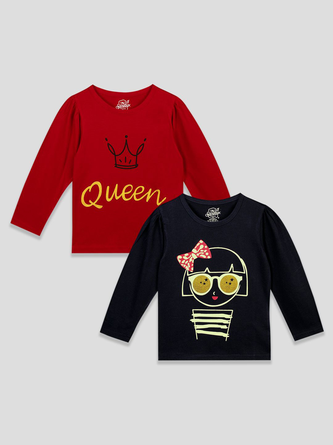 The Sandbox Clothing Co. Pack Of 2 Girls Graphic Printed Cotton T-shirts