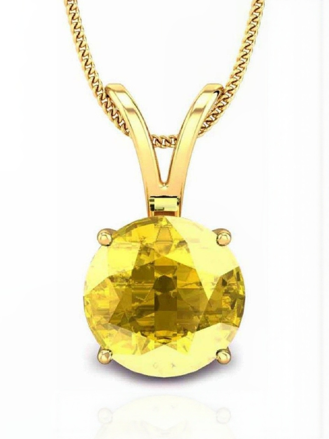 elitemart Gold-Plated Sapphire Studded Spherical Shaped Pendant With Chain