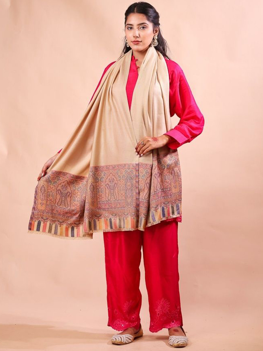 THE SHAWL STUDIO Women Small Paisley Reversible Kani Palla Stole