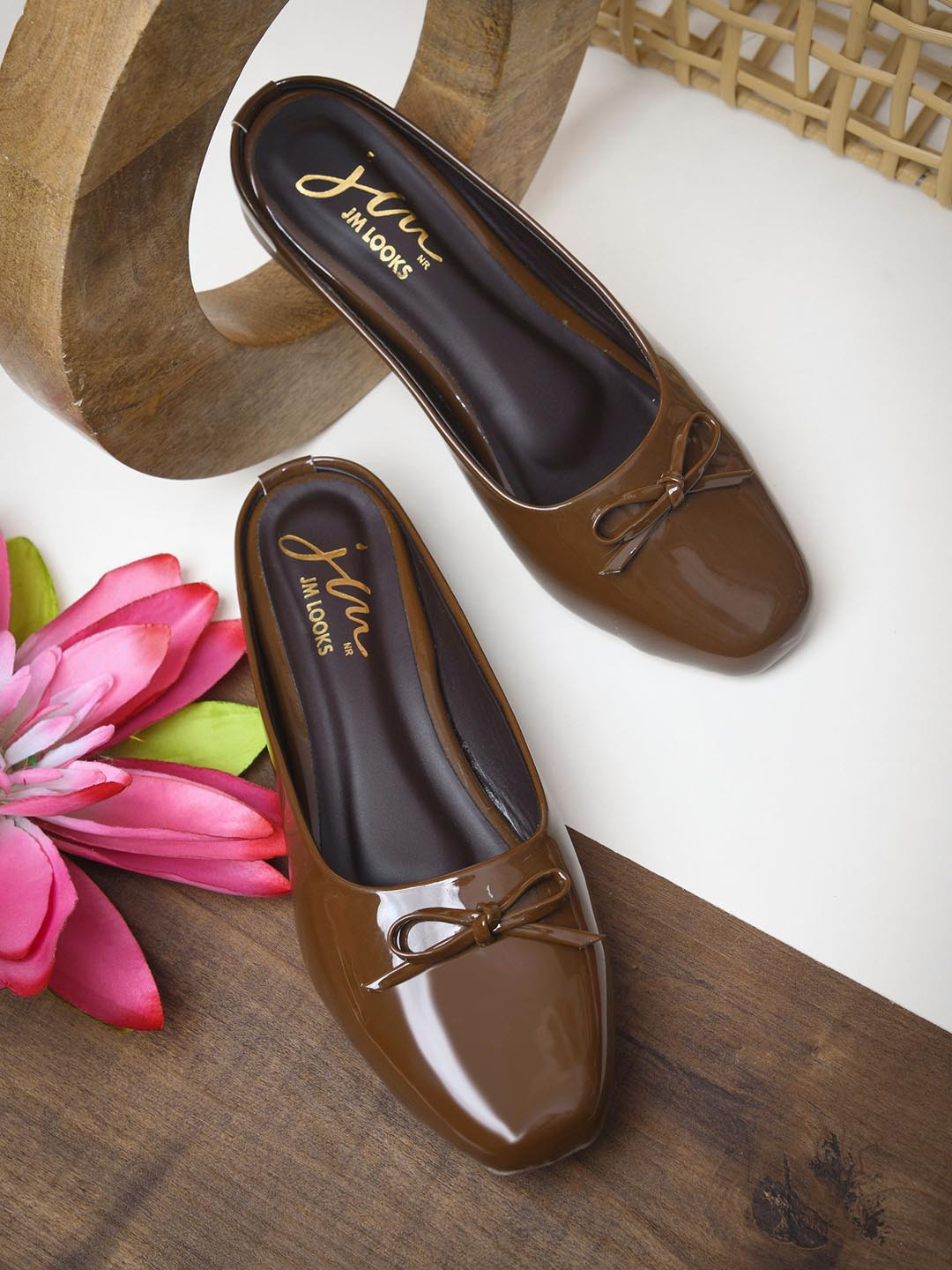 JM Looks Women Elegant Bow Accent Slip-On Mules