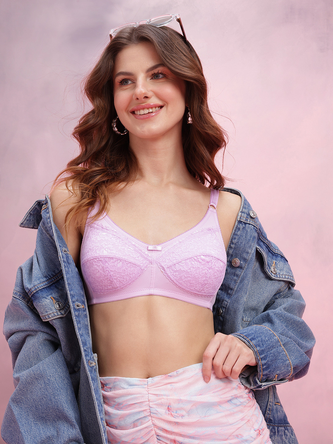 DressBerry Floral Self-Design Medium Coverage Non-Padded Everyday Lace Bra FSN12C