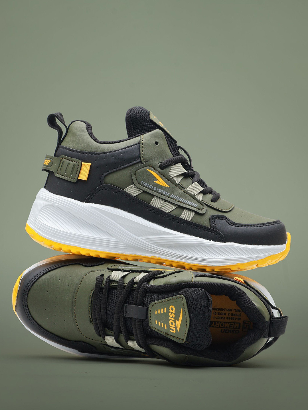 ASIAN Adventure-41 Kids Non-Marking Mid-Top Lace-Ups Running Sports Shoes