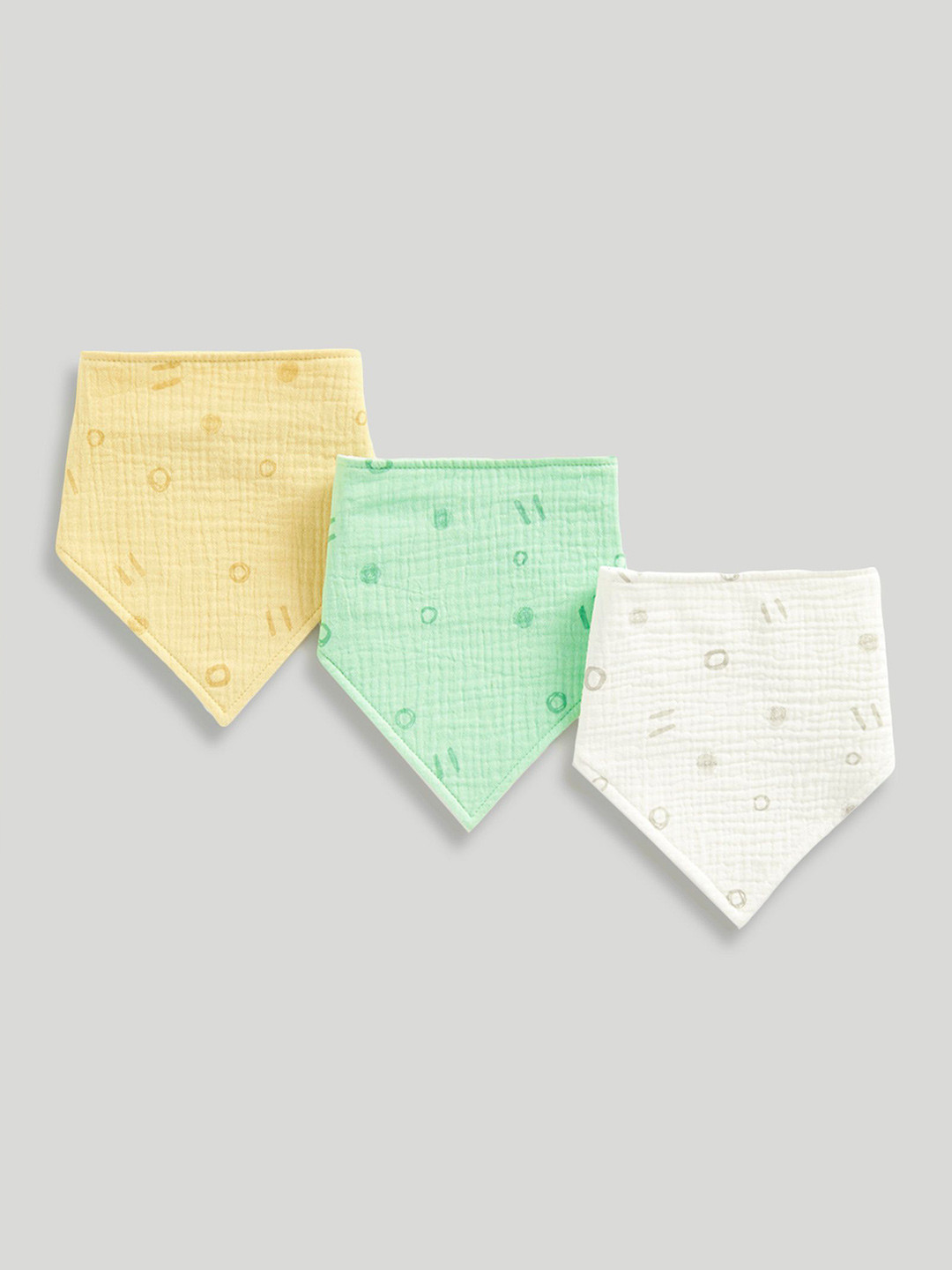 mothercare Infants Pack Of 3 Printed Muslin Dribble Bibs