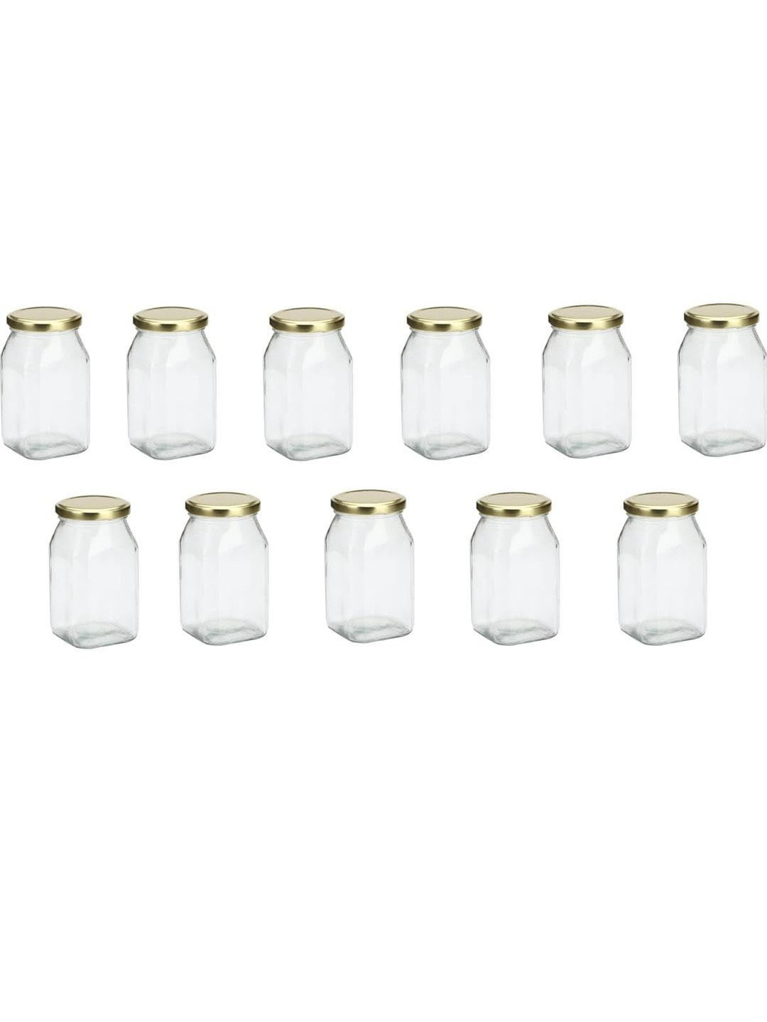 1ST TIME Transparent & Gold Toned 11 Pieces Glass Dishwasher Safe Jar Container 200ml