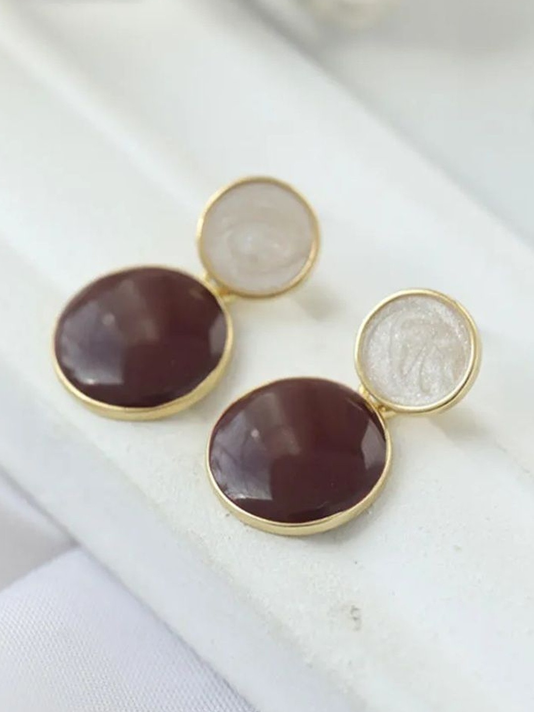 Vivity Gold-Plated Contemporary Shaped Drop Earrings