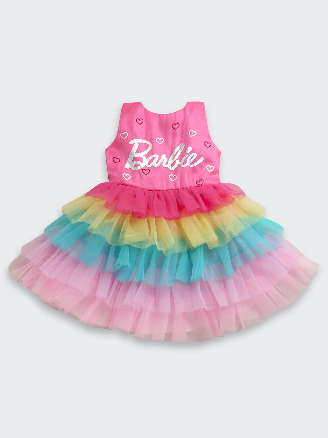 Tiny Girl Colourblocked Barbie Tulle Layered Fit & Flare Dress