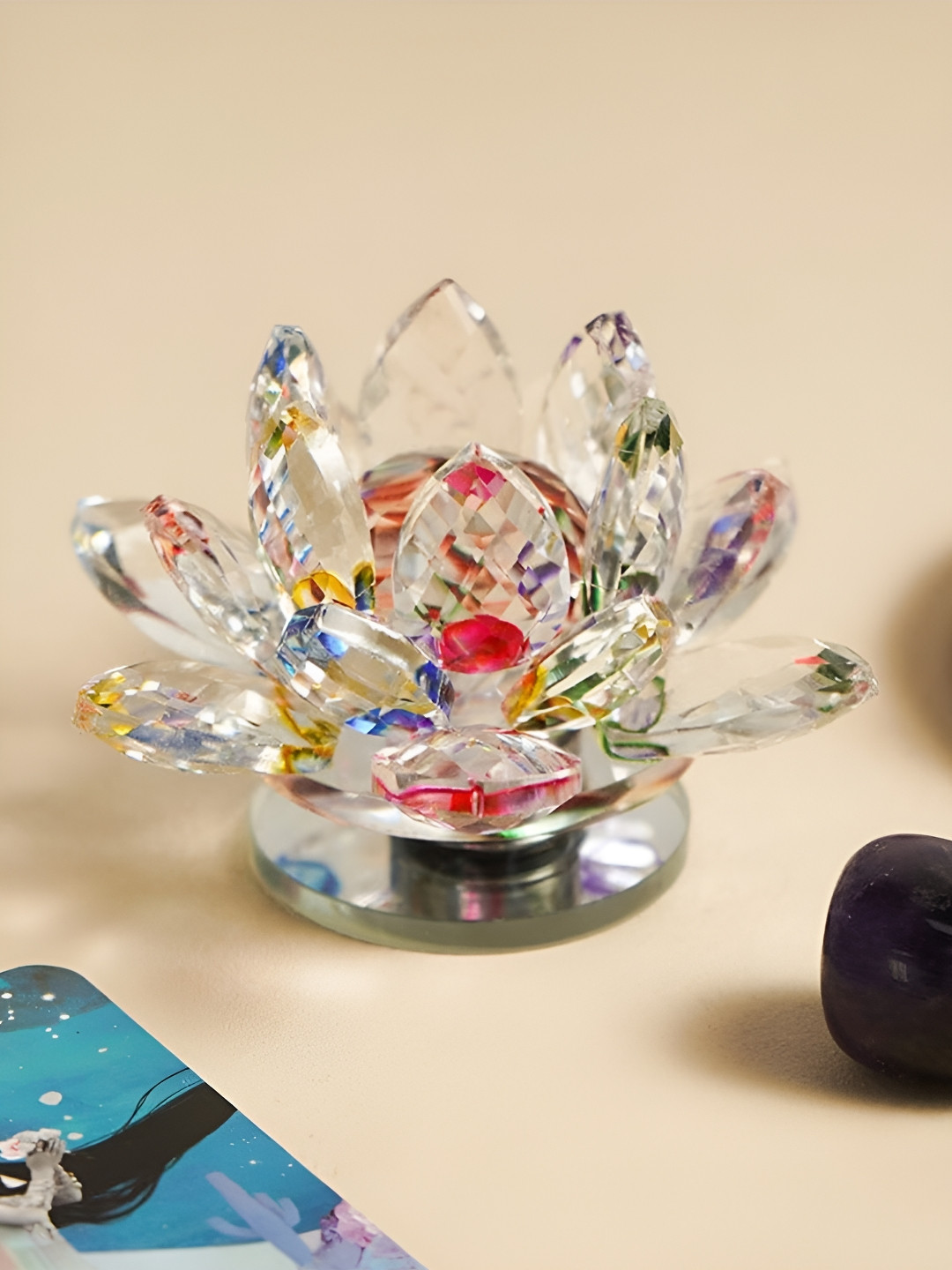 TIED RIBBONS Lotus Flower Transparent Figurine Showpiece