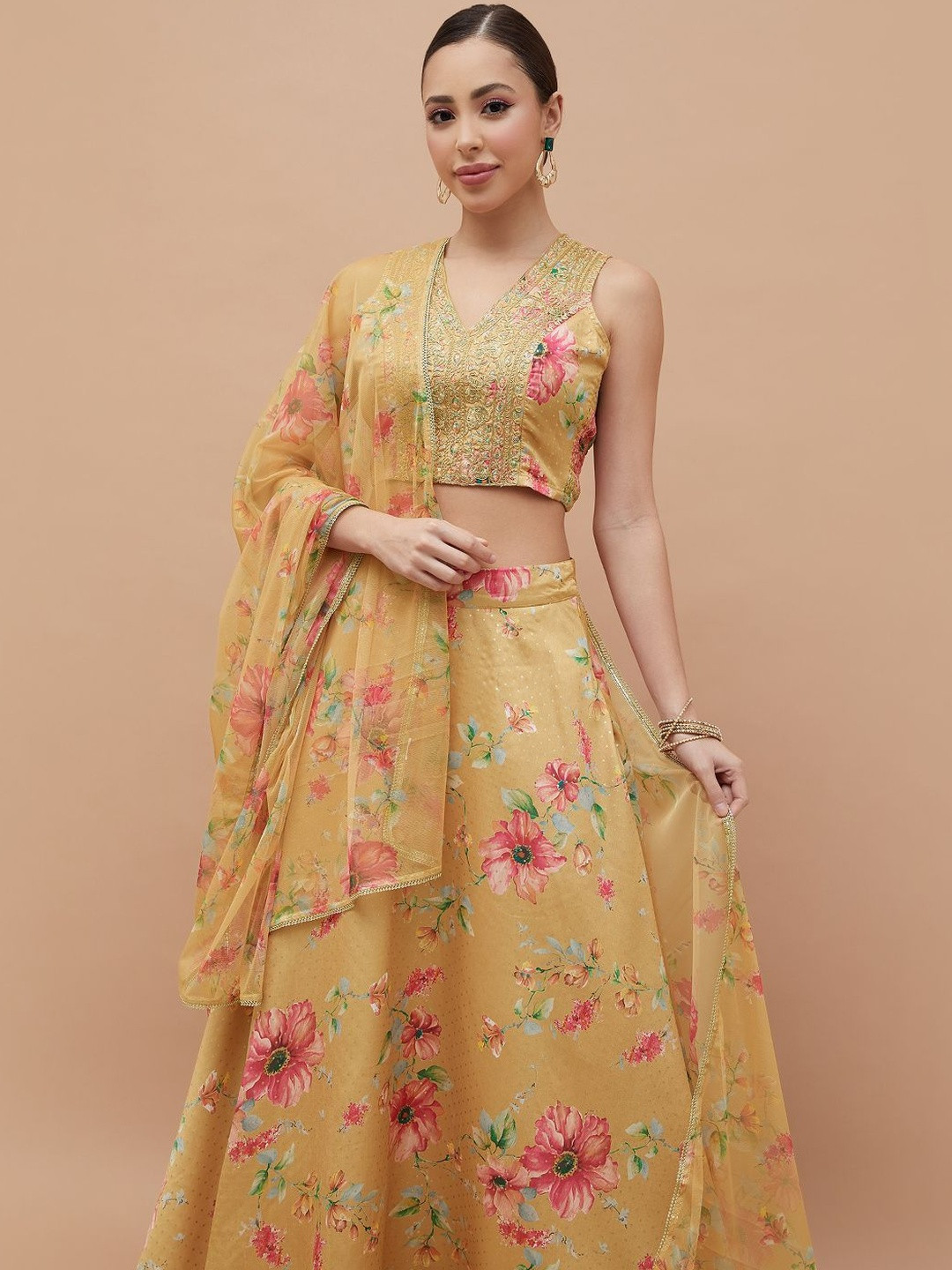 Melange by Lifestyle Floral Printed Ready to Wear Lehenga & Blouse With Dupatta