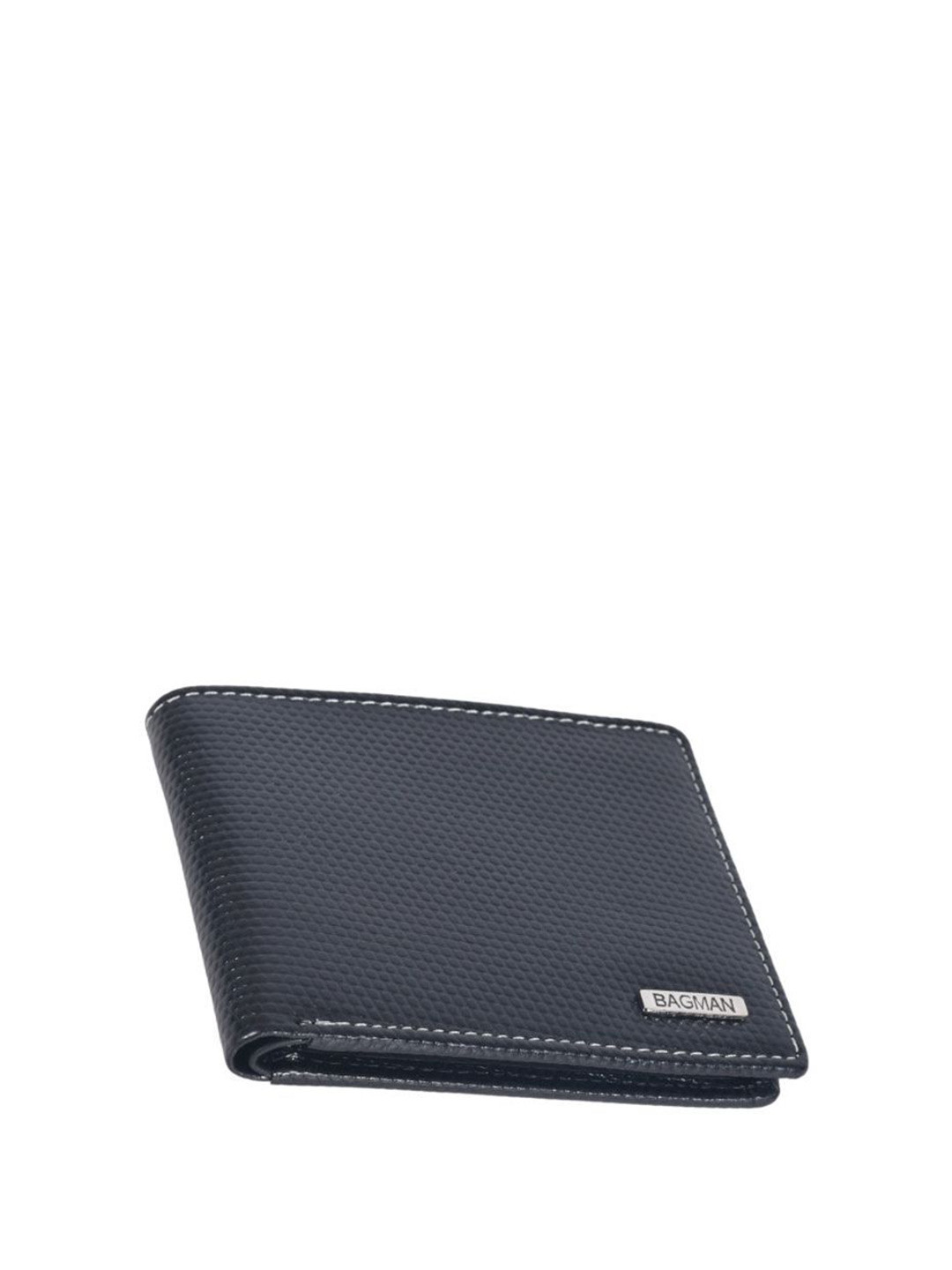BAGMAN Men Brand Logo Textured Leather Two Fold Wallet