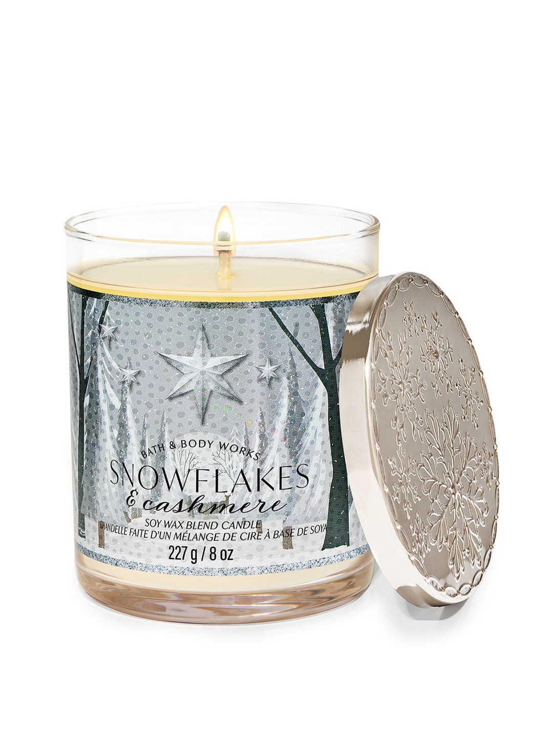 Bath & Body Works Snowflakes & Cashmere Soy Wax Blend Single Wick Candle - 227 g