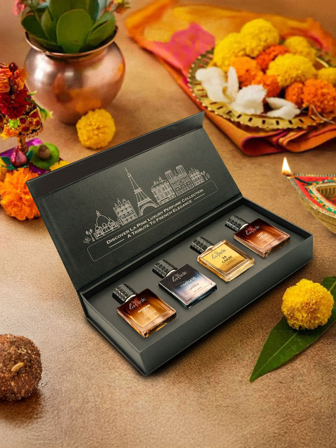 La Pink Set Of 4 Time Less & 24 Carat & Hot Look & Arabian Oud Eau De Parfum- 30 ml Each