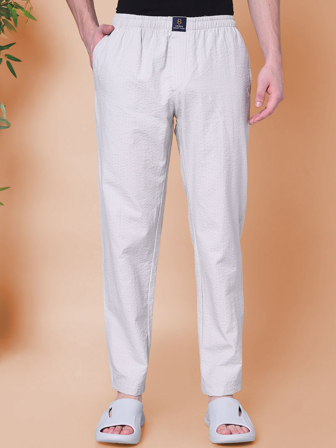 URBAN SCOTTISH Men Straight-Leg Pure Cotton Lounge Pants