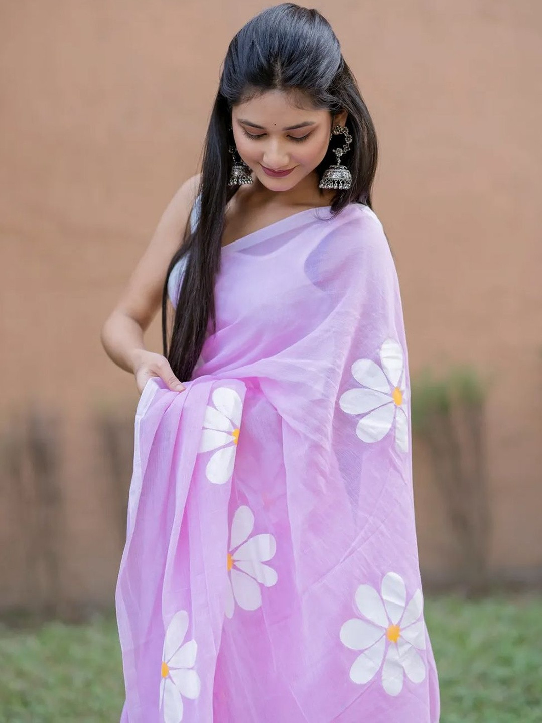 Aparna Floral Hand Printed Premium Cotton Saree
