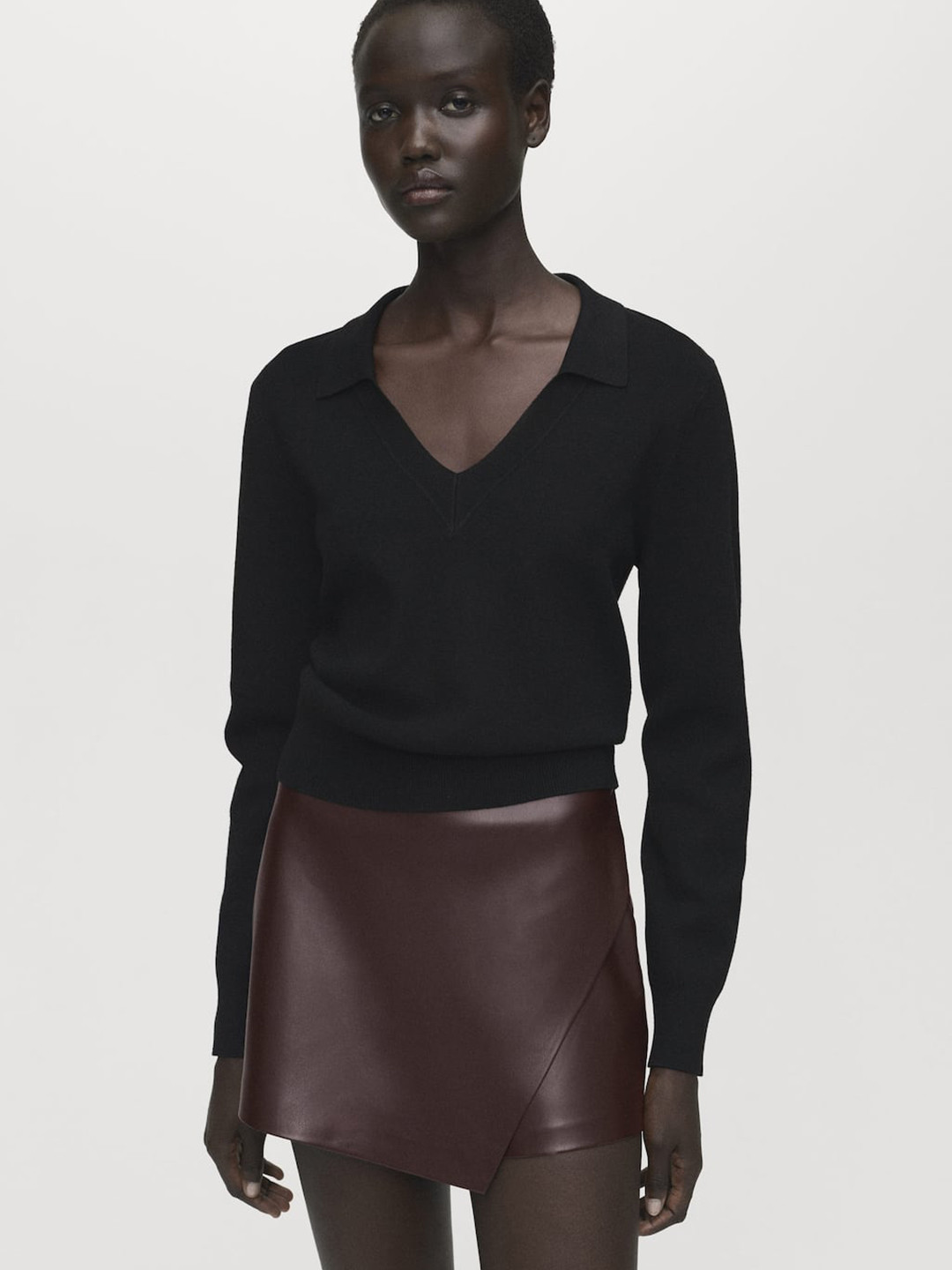 MANGO Self Design Textured Asymmetric Skort