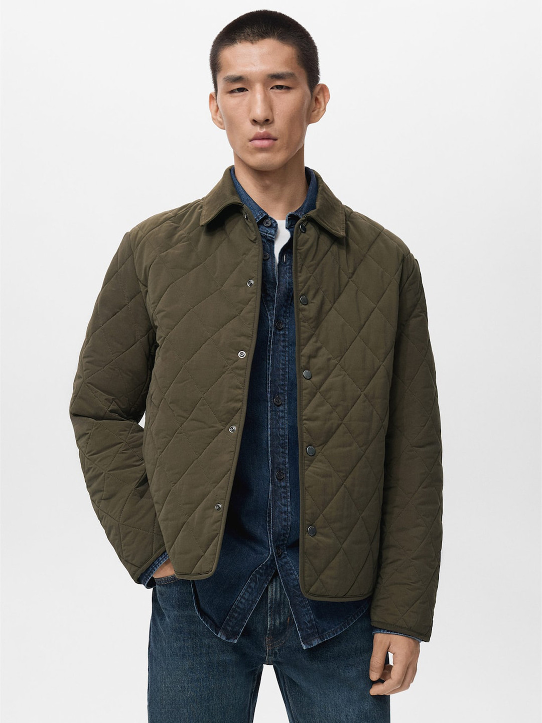 MANGO MAN Shirt Collar Water Repellent  Jacket