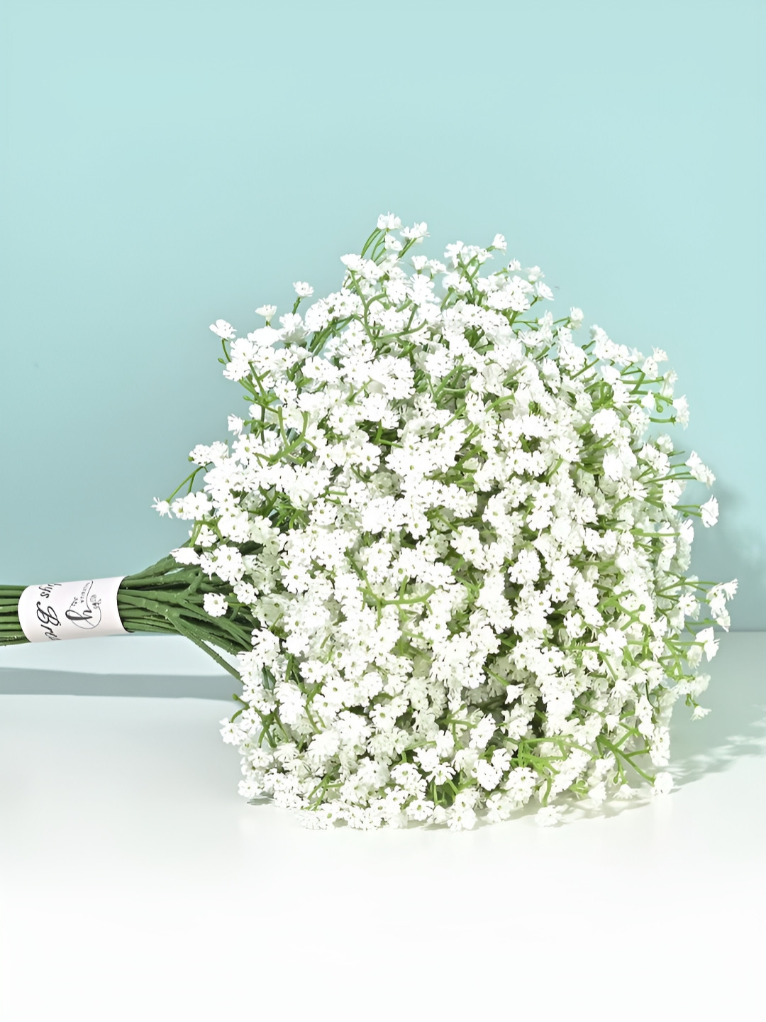 TIED RIBBONS Set of 6 Artificial Flowers Bunch Baby Breath for Vase