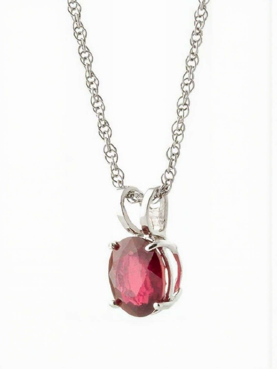 elitemart Silver-Plated Oval Ruby Stone Pendant
