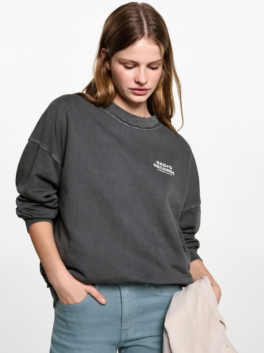 MANGO Graphic Printed Pure Cotton Sweatshirt