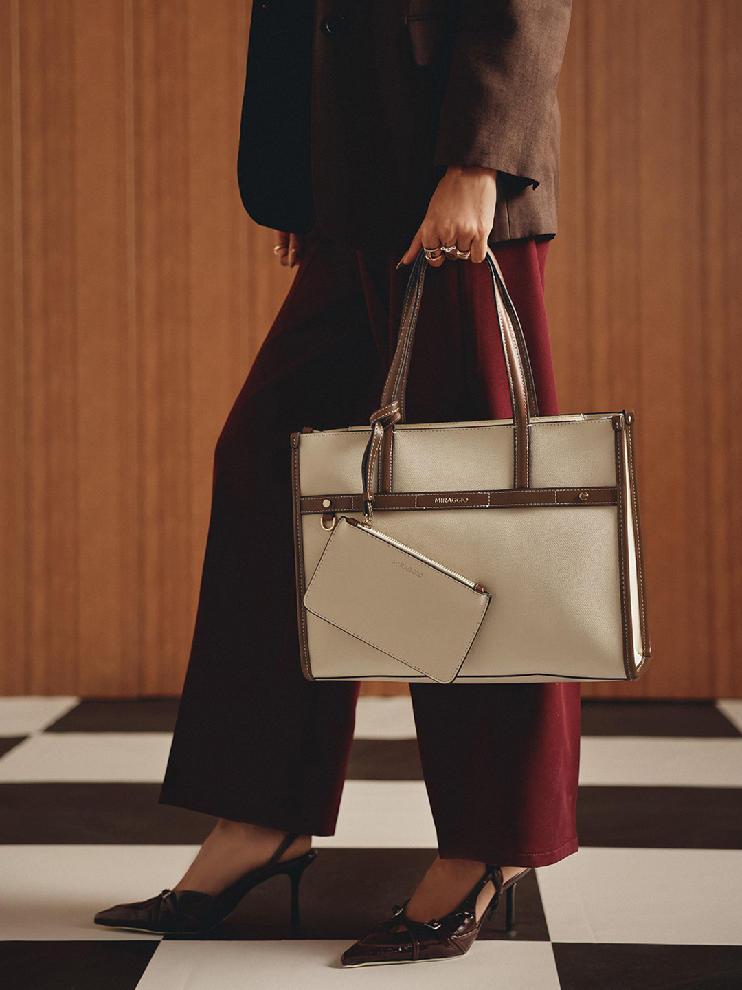 MIRAGGIO Marcy Tote Bag With Pouch Pocket