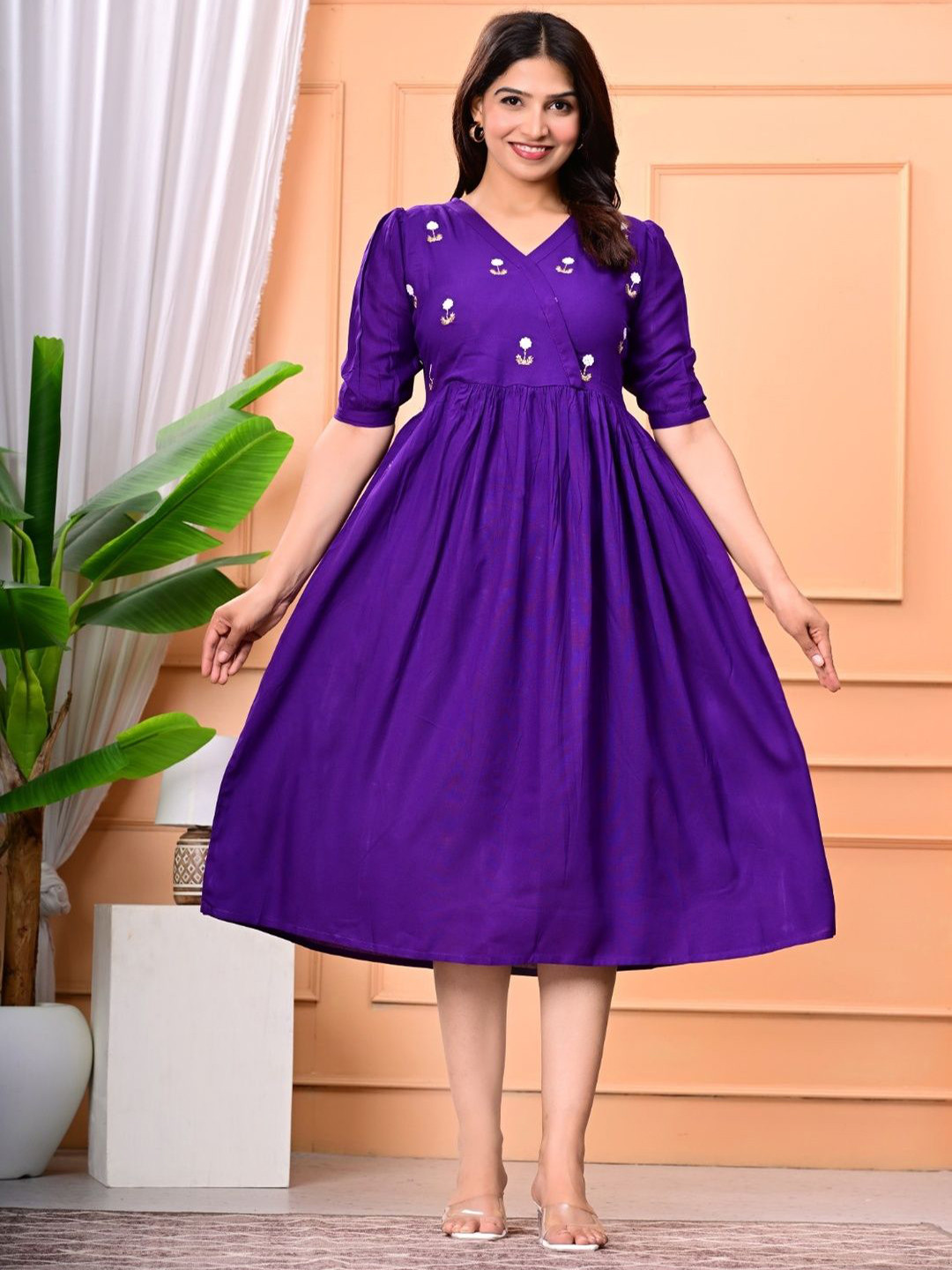GREAT SELLER Floral Embroidered Fit & Flare Dress
