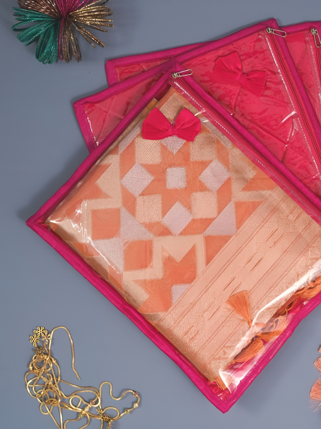 DECOM INDUSTRIES Pink 6 Pieces Reusable Drawer Organisers