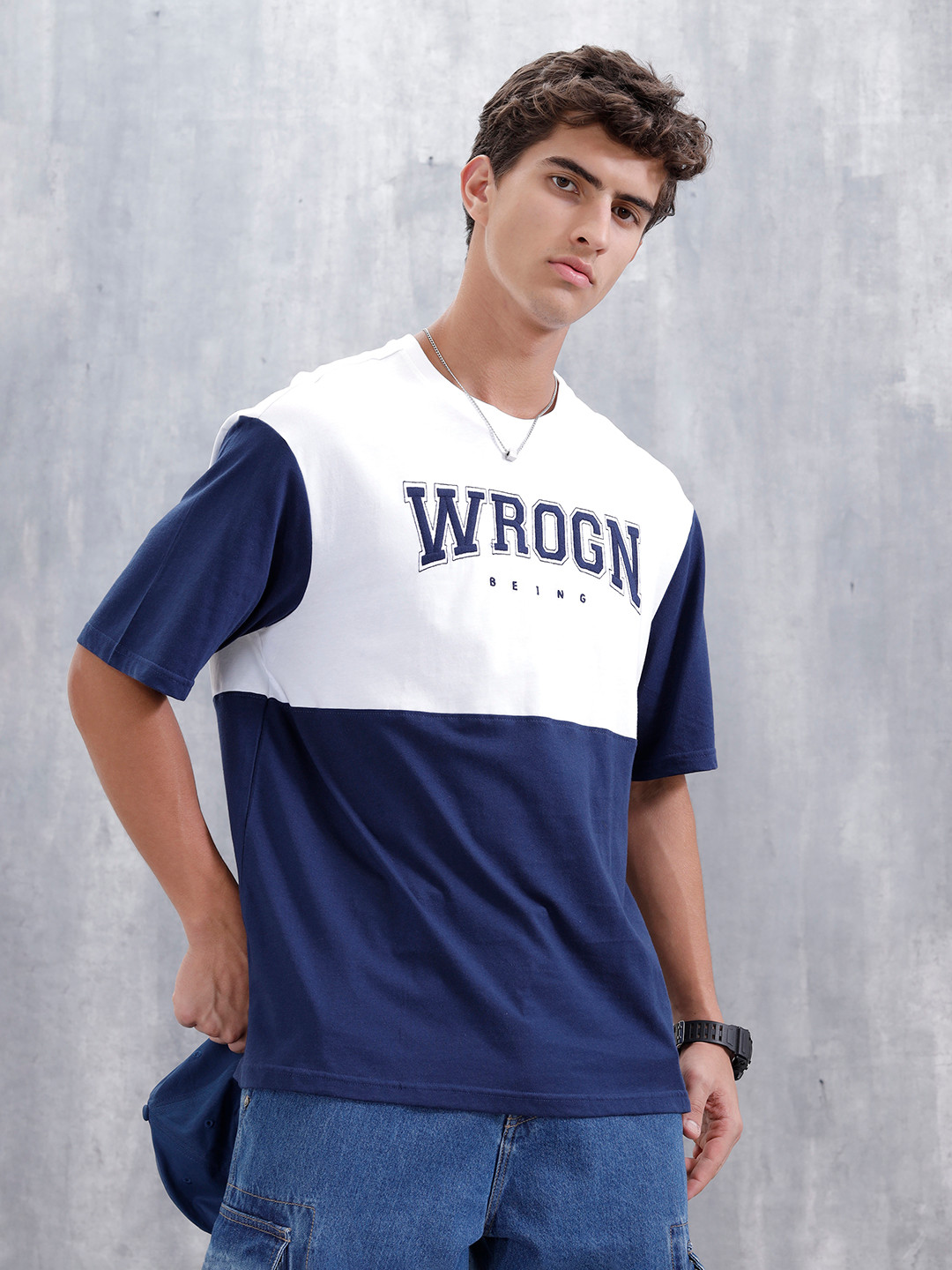WROGN Men Color-blocked Printed Regular T-Shirt