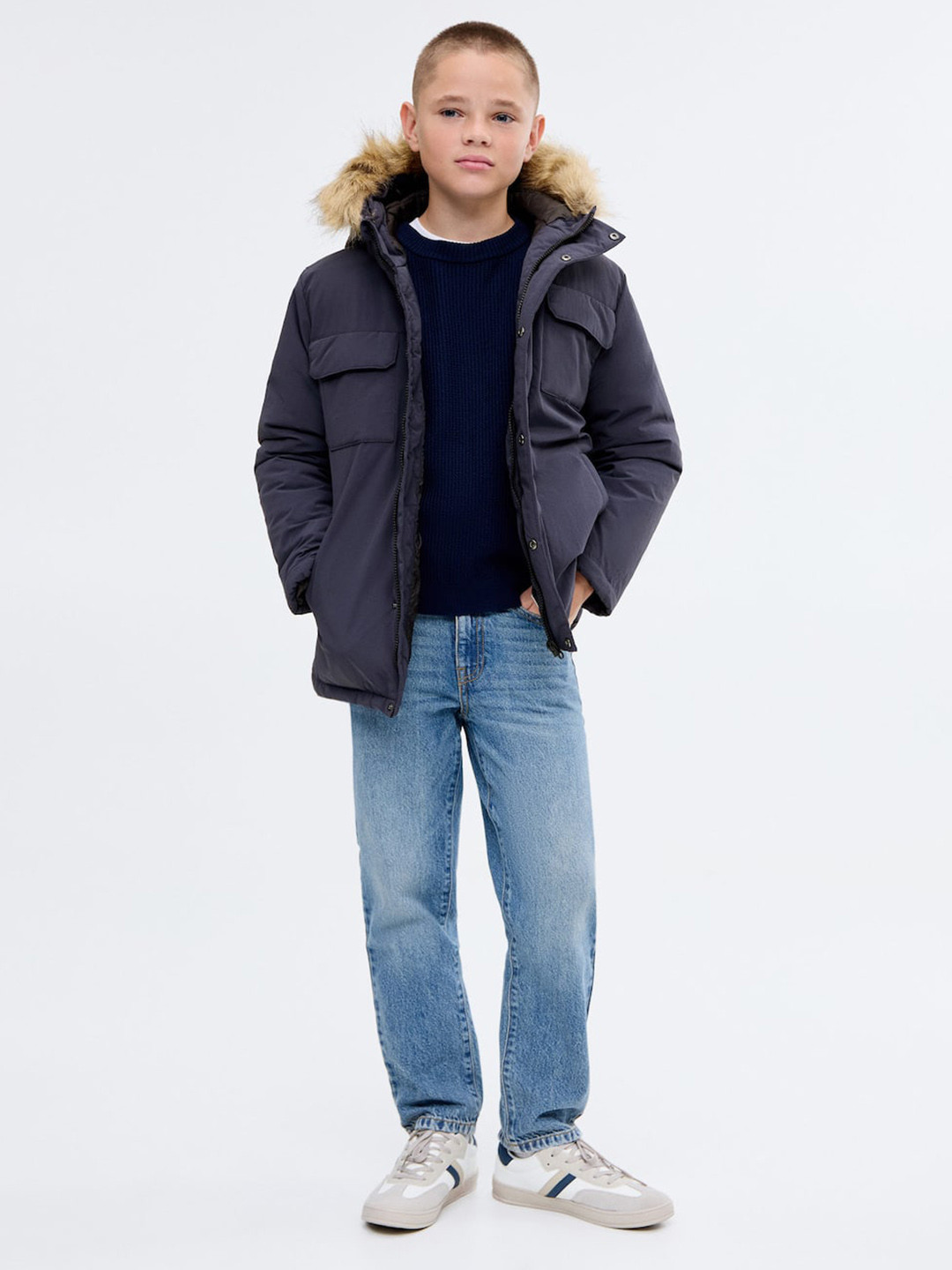Mango Kids Boys Hooded Parka Jacket