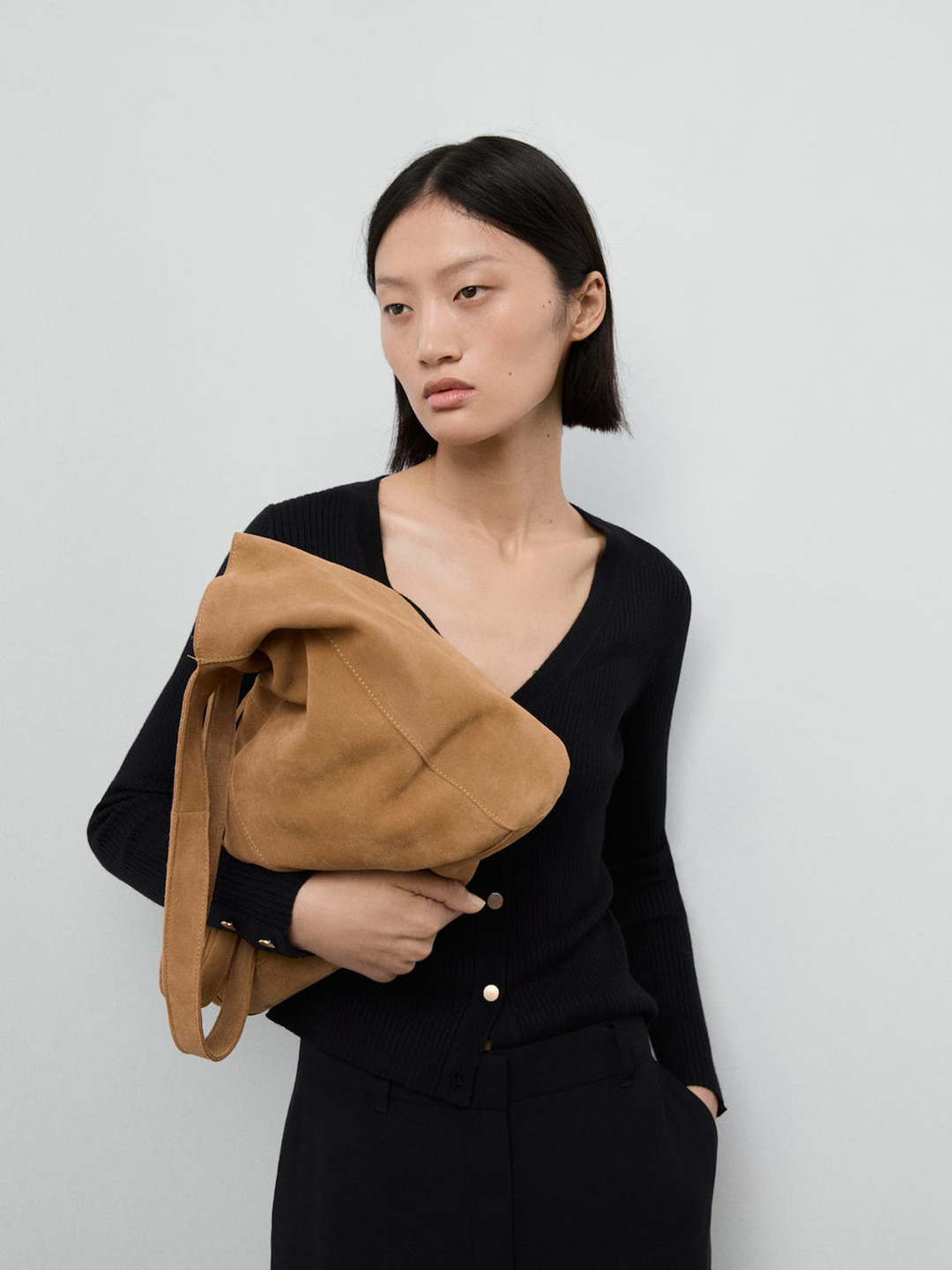 MANGO V-Neck Ribbed Cardigan