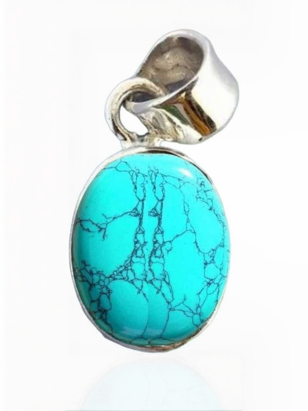 elitemart Unisex Silver-Plated Oval Turquoise Pendant