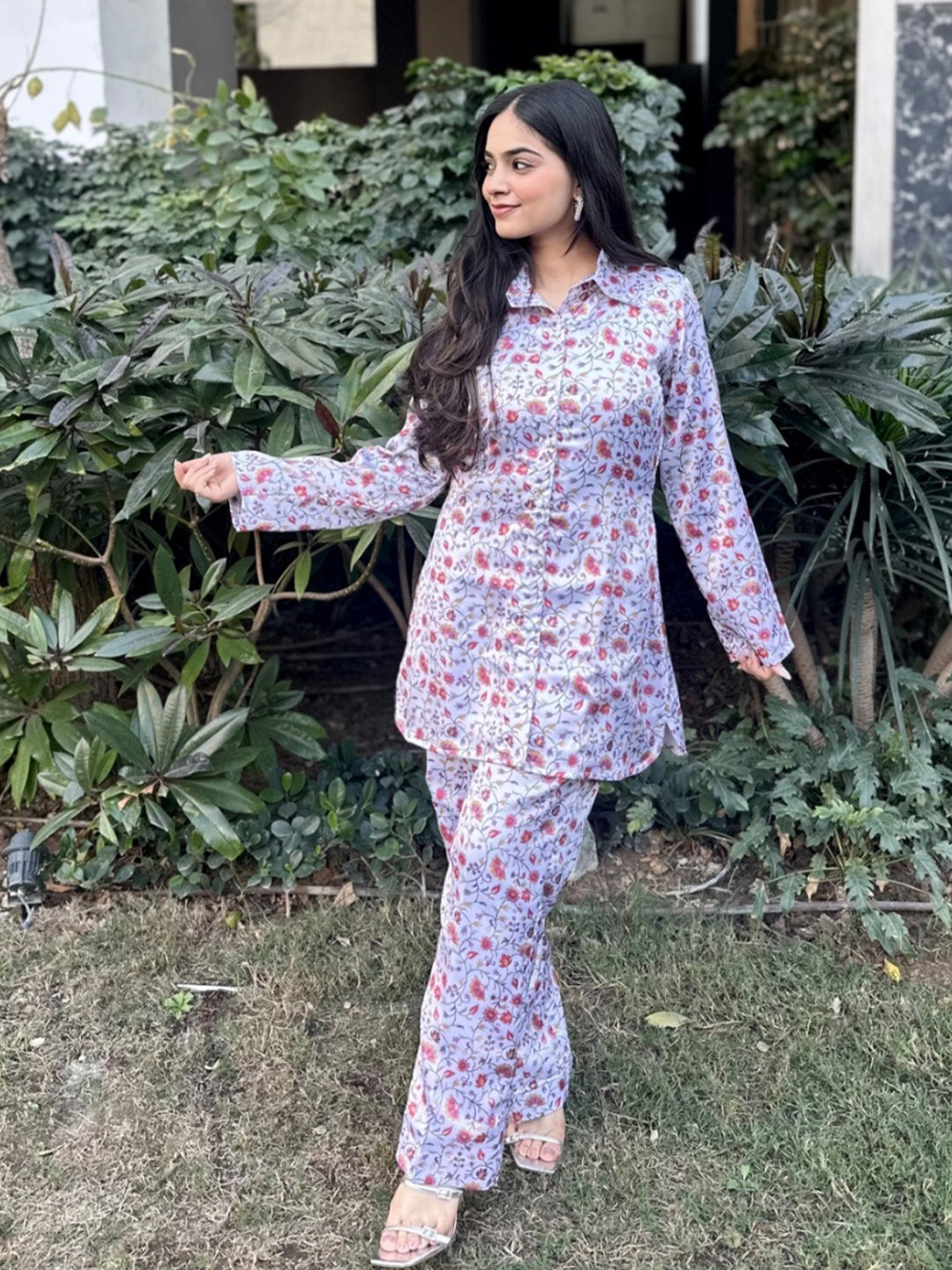 Akaya Printed Shirt Collar Neck Shirt With Trousers Co-Ords