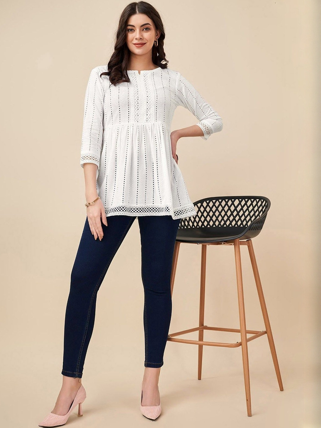 DAATAR Women Embroidered Peplum Top