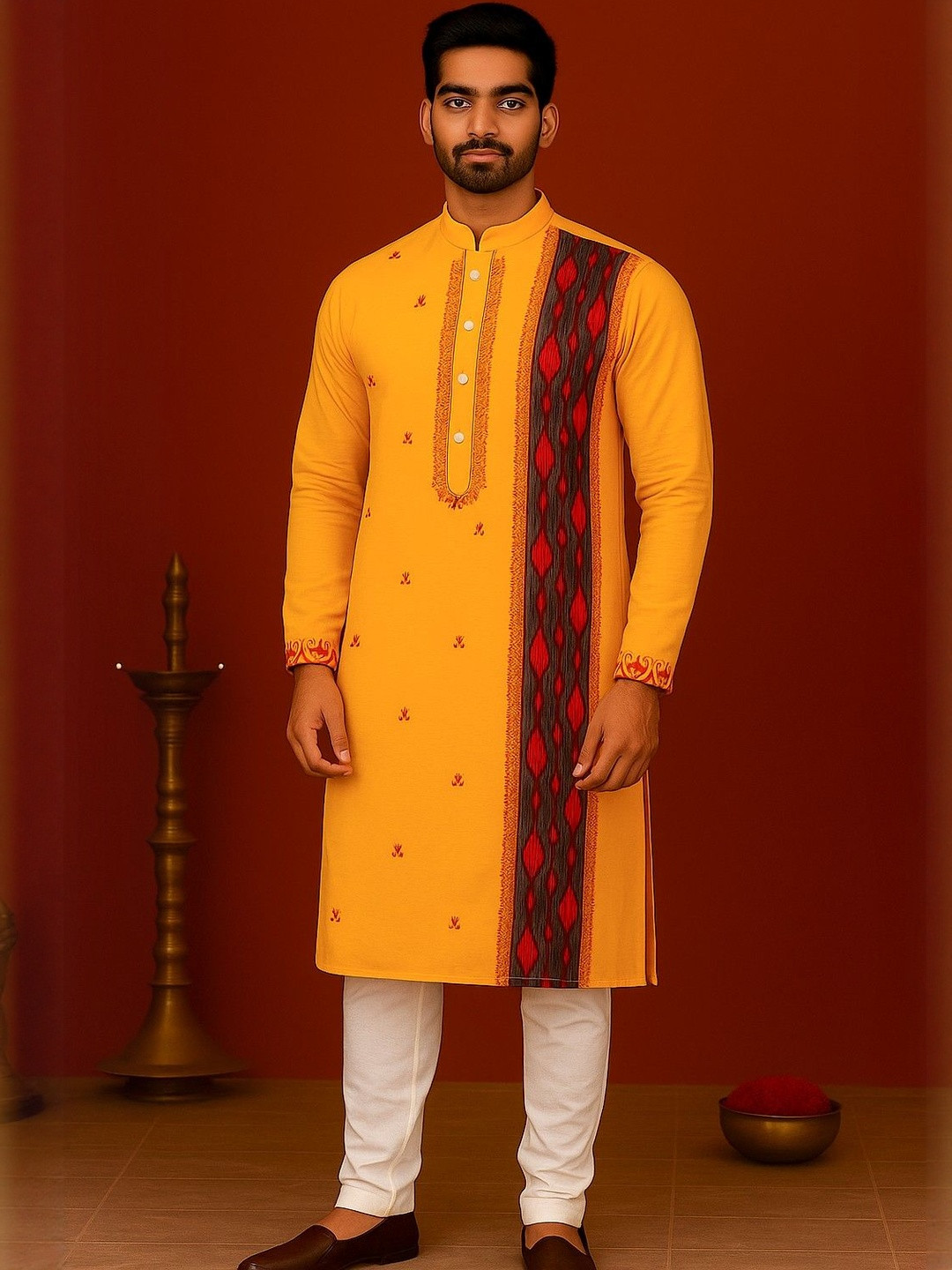 NFC CREATION Men Embroidered Cotton Blend Kurta Sets