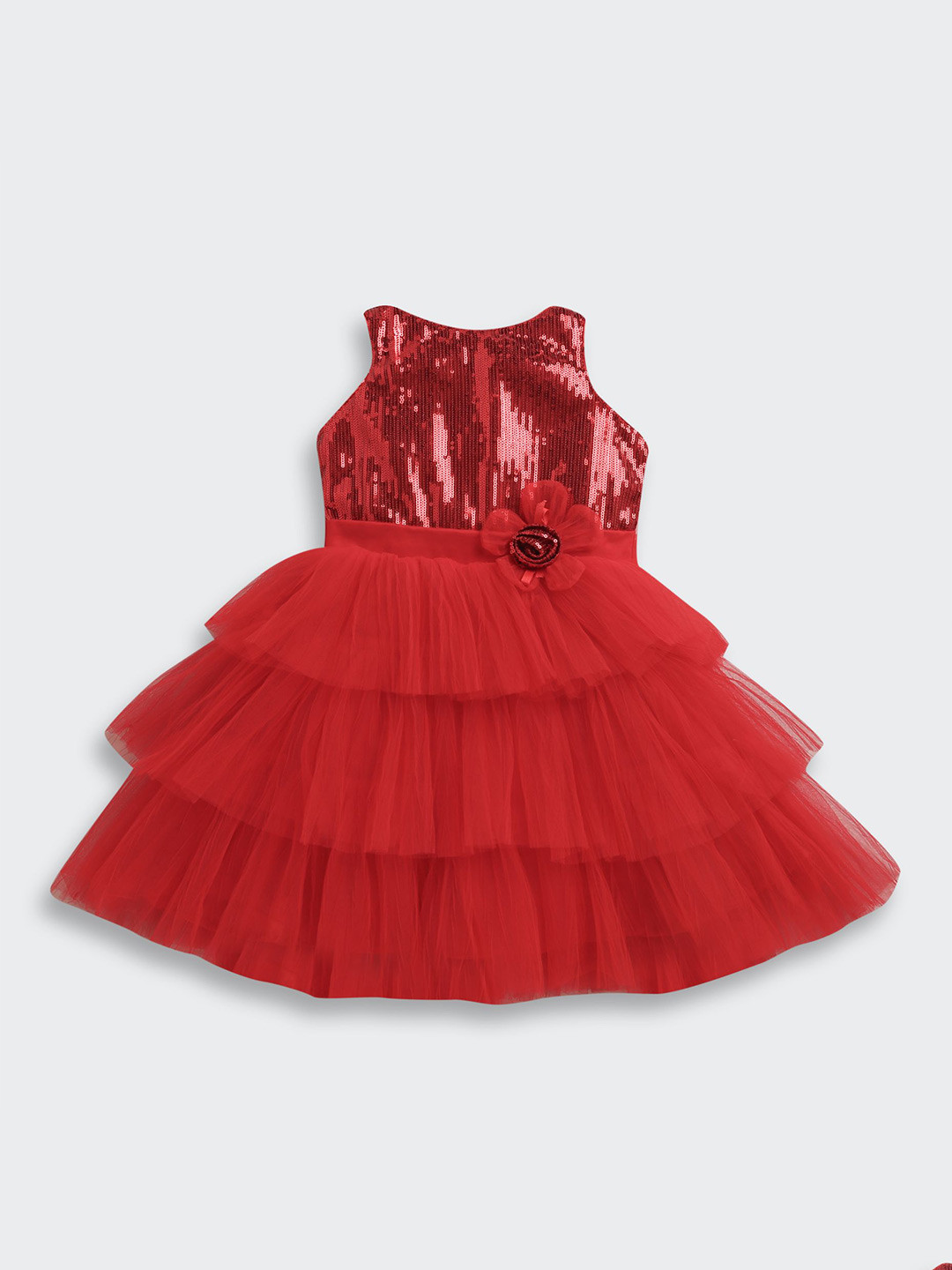 Tiny Girl Girls Barbie Embellished Layered Fit & Flare Knee Length Dress