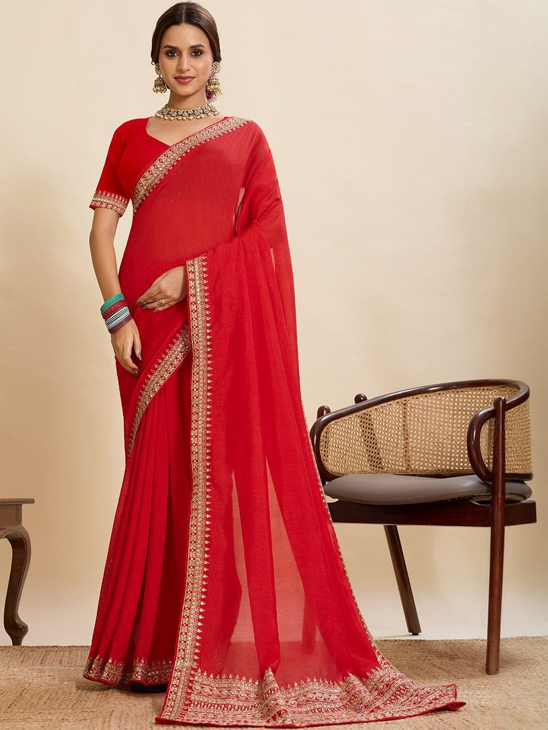 FASHION STROM Embellished Zari Heavy Work Saree
