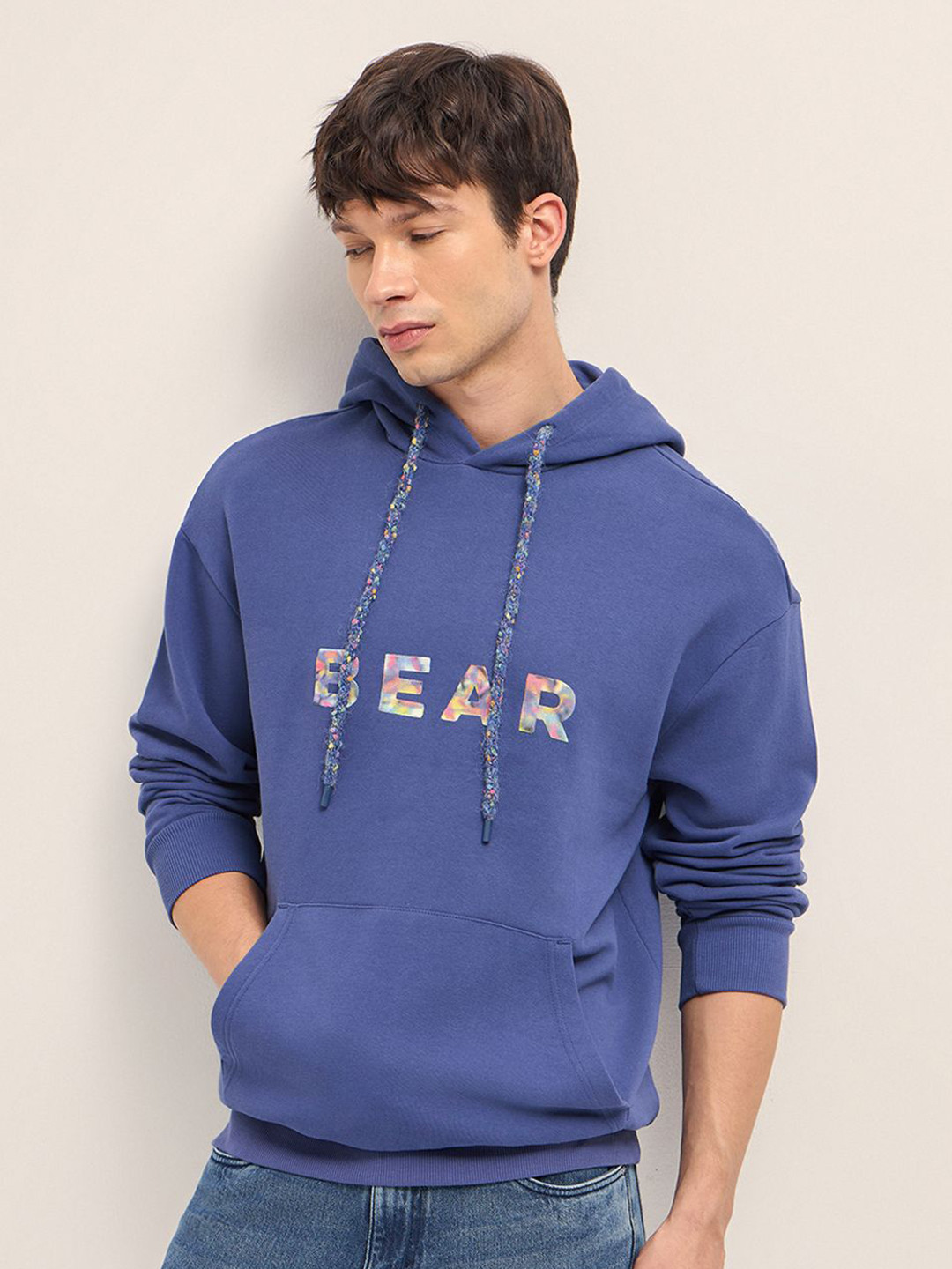 THE BEAR HOUSE Men HD Printed Hooded Pure Cotton Sweatshirt