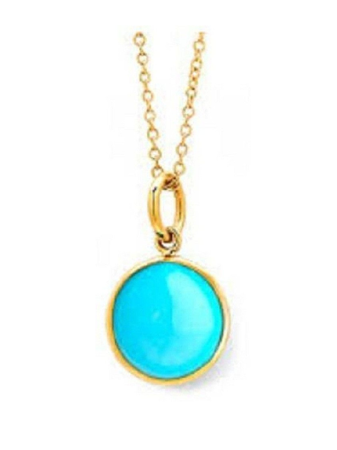 elitemart Men Silver-Plated Turquoise Studded Circular Shaped Pendant With Chain