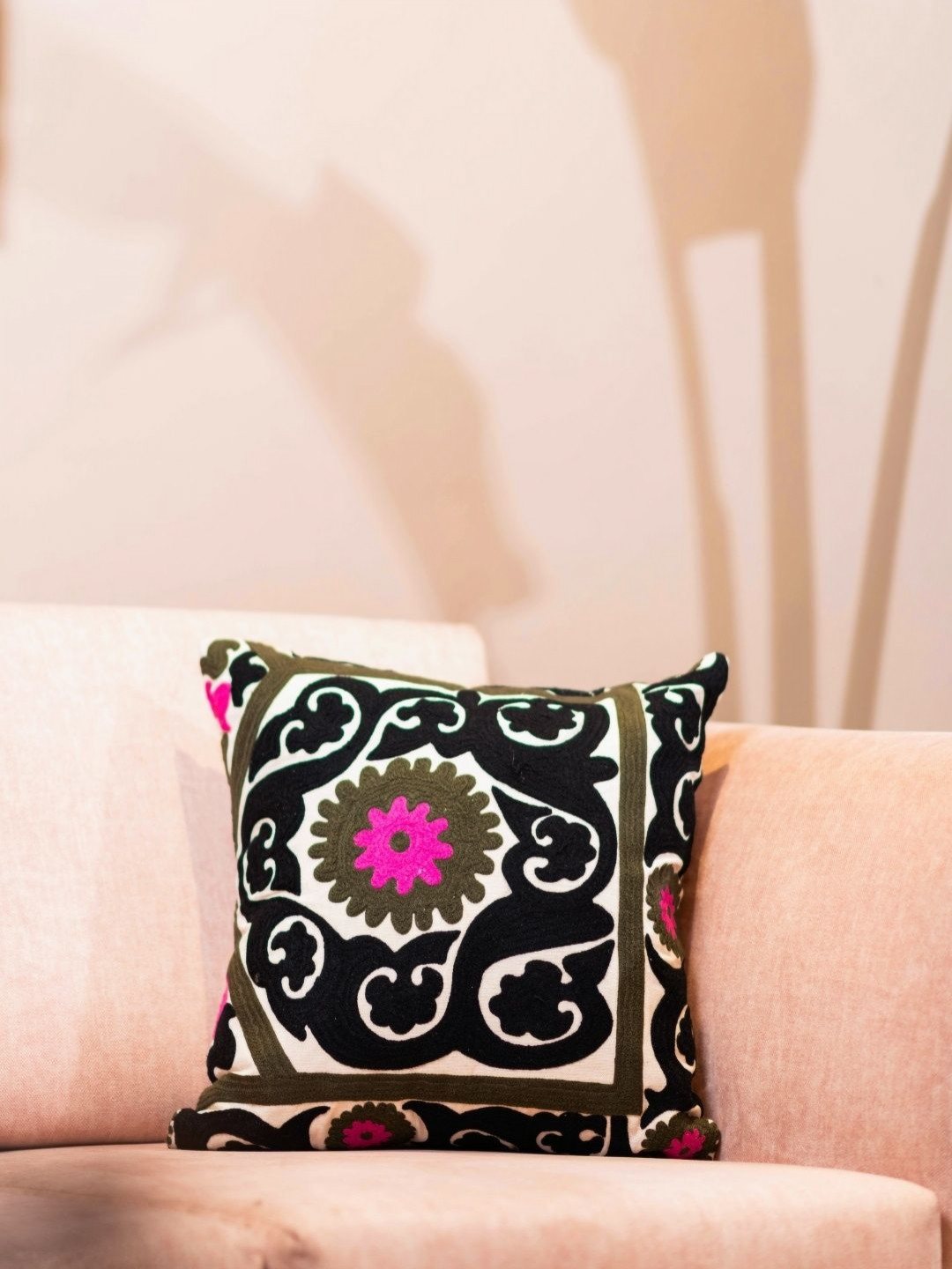 Revive Home Royal Regalia White & Black Floral Printed Cotton Square Cushion Covers