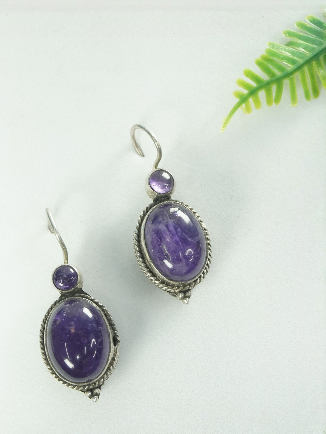 Love Rocks Amethyst Oval & Round Silver Earrings