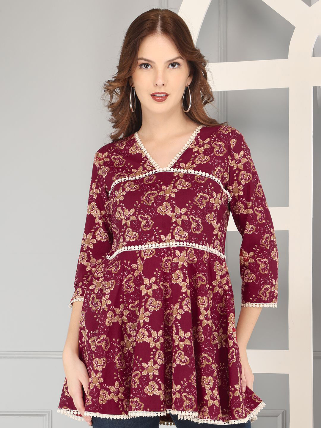 Cora Women V-Neck Ethnic Printed Tunic