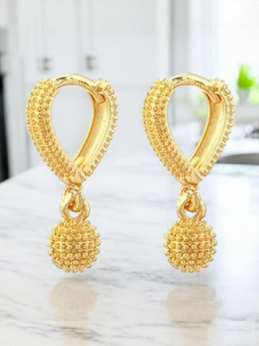 SHREE KRISHNA SHOPPING Gold-Plated Spherical Hoop Earring