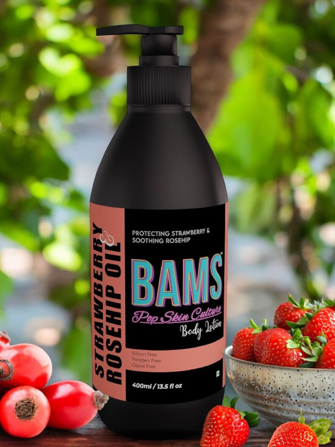 BAMS POP SKIN CULTURE Strawberry & Rosehip Oil Body Lotion - 400 ml