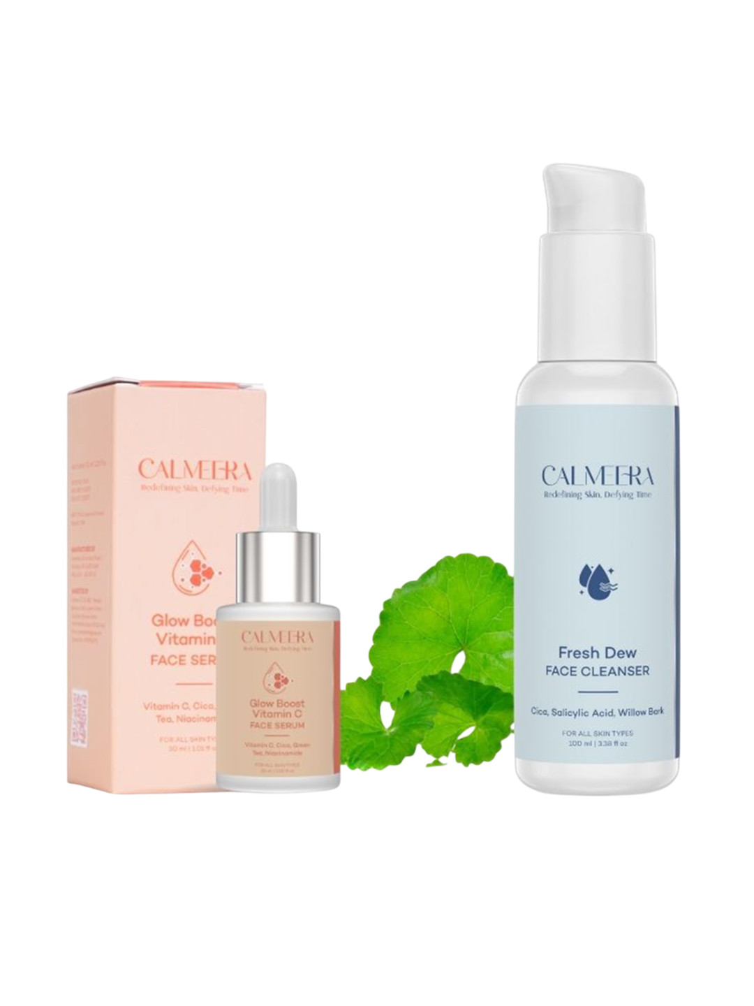 CALMEERA Set Of 2 Vitamin C Face Serum- 30 ml & Fresh Dew Face Cleanser- 100 ml