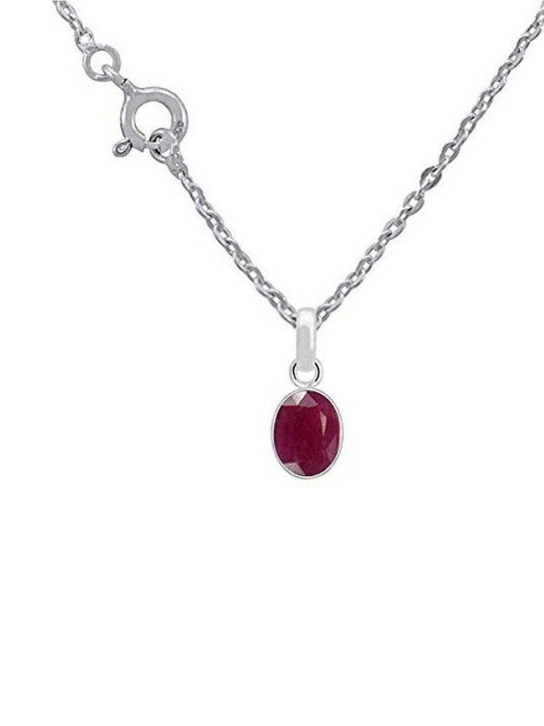 elitemart Silver-Plated Sapphire Studded Spherical Shaped Pendant With Chain