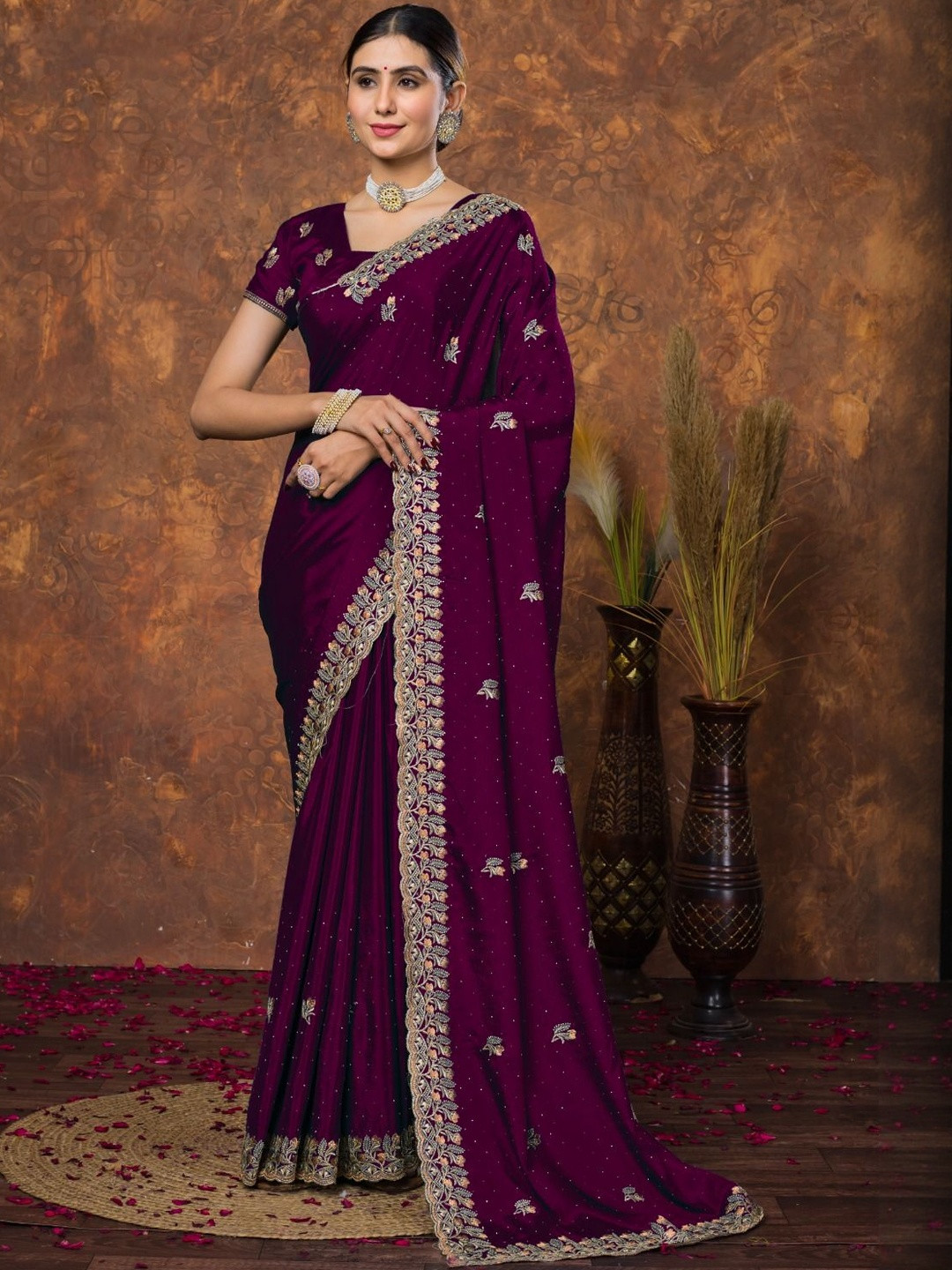 THE WHITE RABBIT Embellished Maheshwari Saree